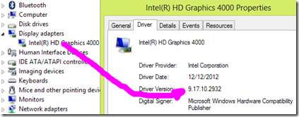 intel hd graphics 4000 driver or generic driver